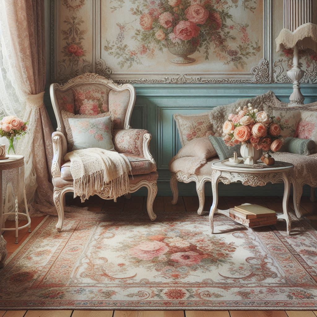 Alfombra floral de estilo vintage